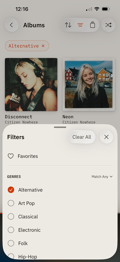BitDek albums with filters