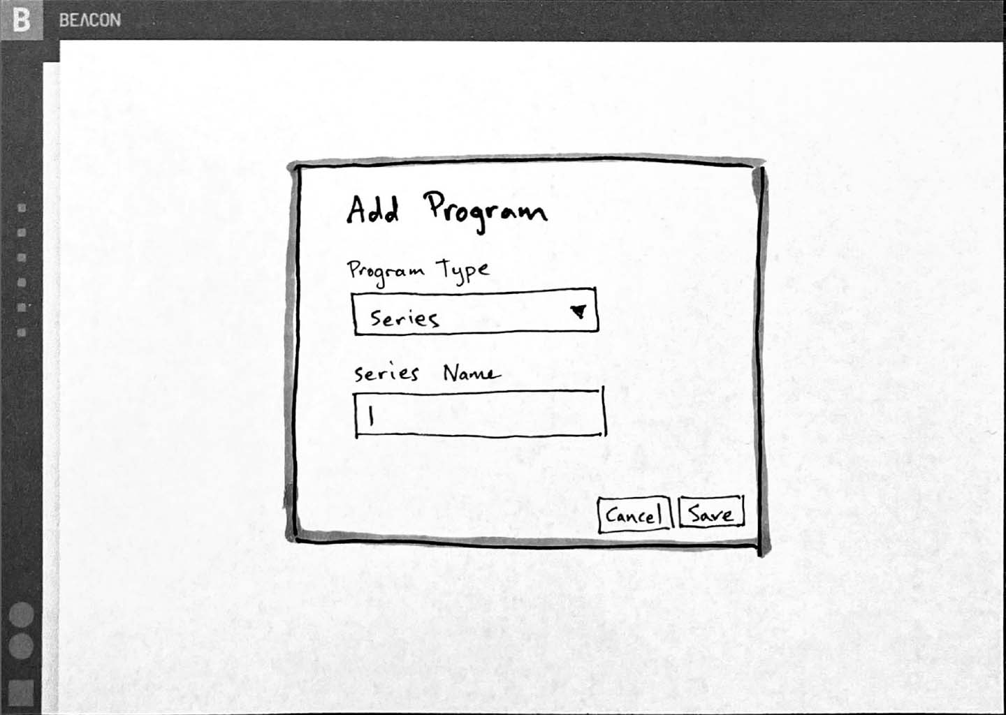 Create Program modal sketch