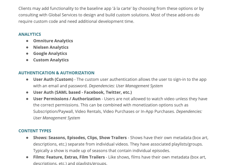 Video App Features Document