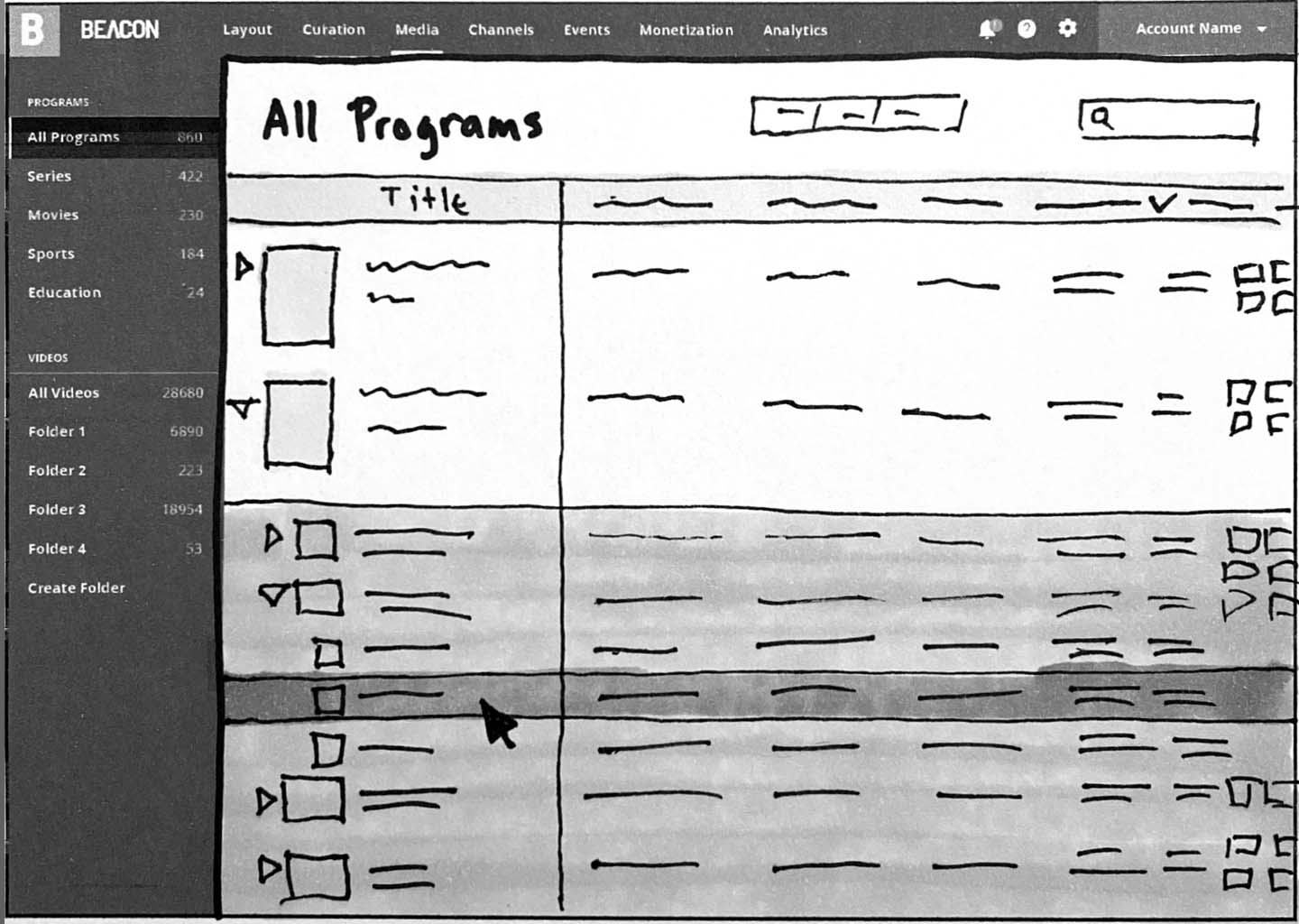 Programs screen sketch