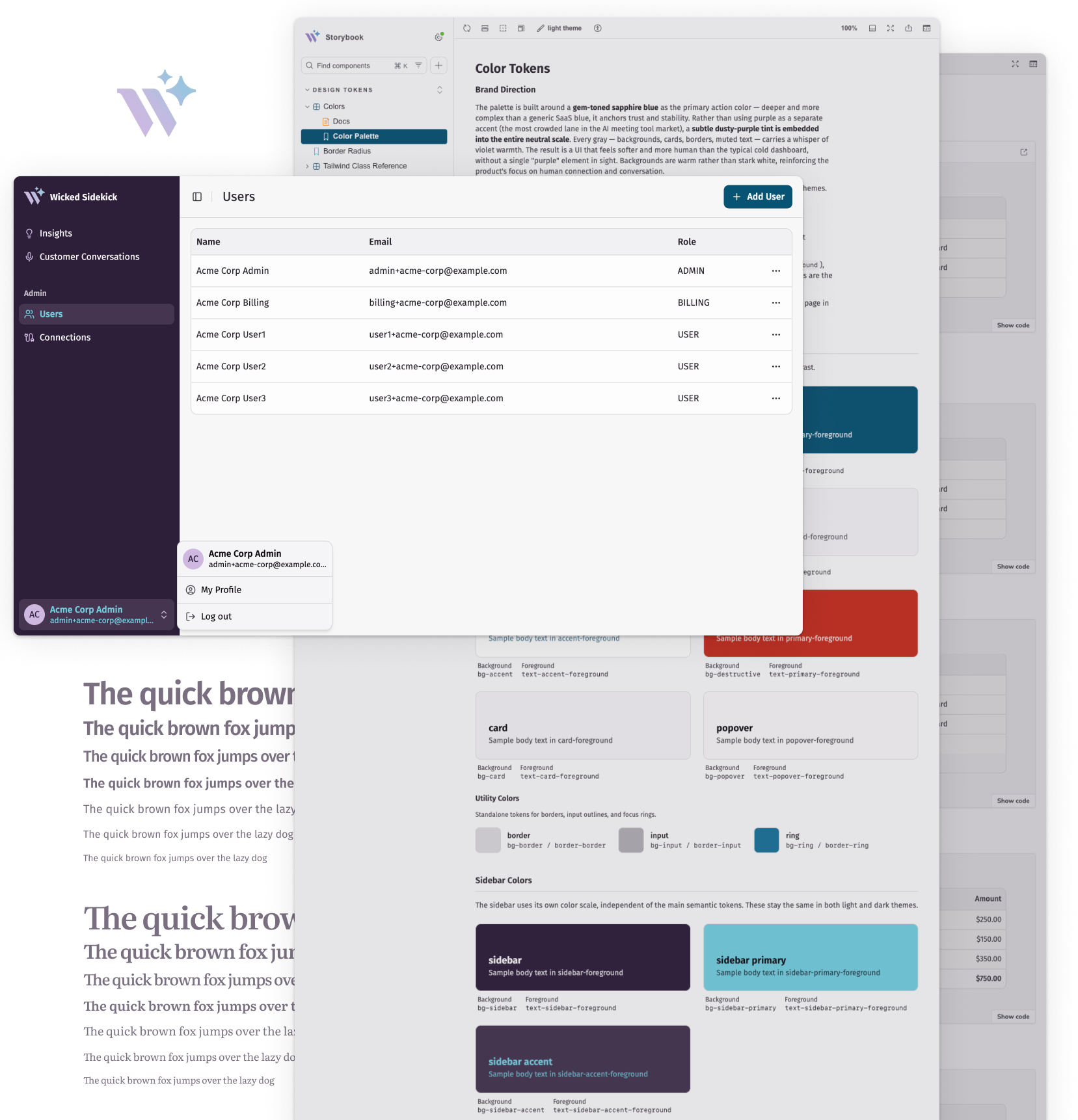Wicked Sidekick design system collage
