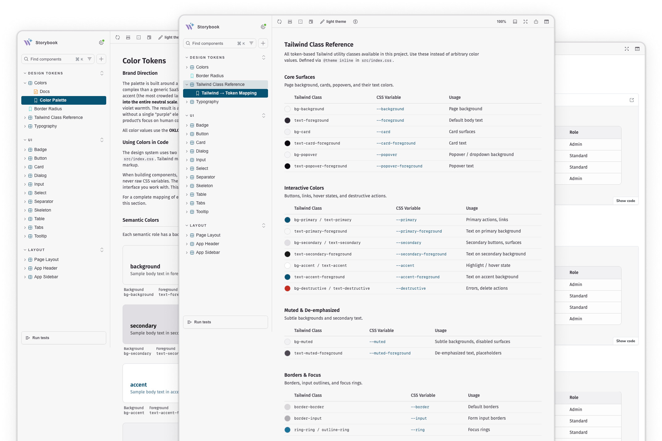 Shadcn components included in the project